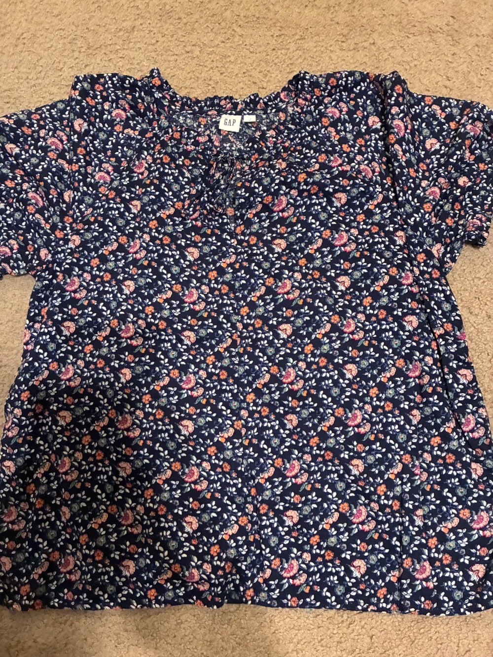 Blue Floral Gap Blouse Size Medium